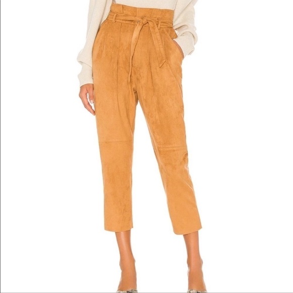 NWT FREE PEOPLE x REVOLVE Nightfall Suede Paperbag Pant Camel, Size 14 - Picture 3 of 7
